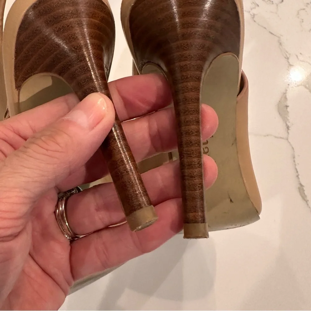 Charles David Womens Imperial Sandal Open Toe Bootie Sz 7.5 Tan Slingback Heels